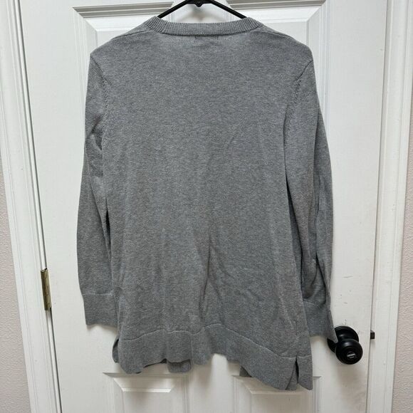 EDDIE BAUER Womens S Open Cardigan Sweater Gray Athletic Modern 100% Cotton - Picture 2 of 5